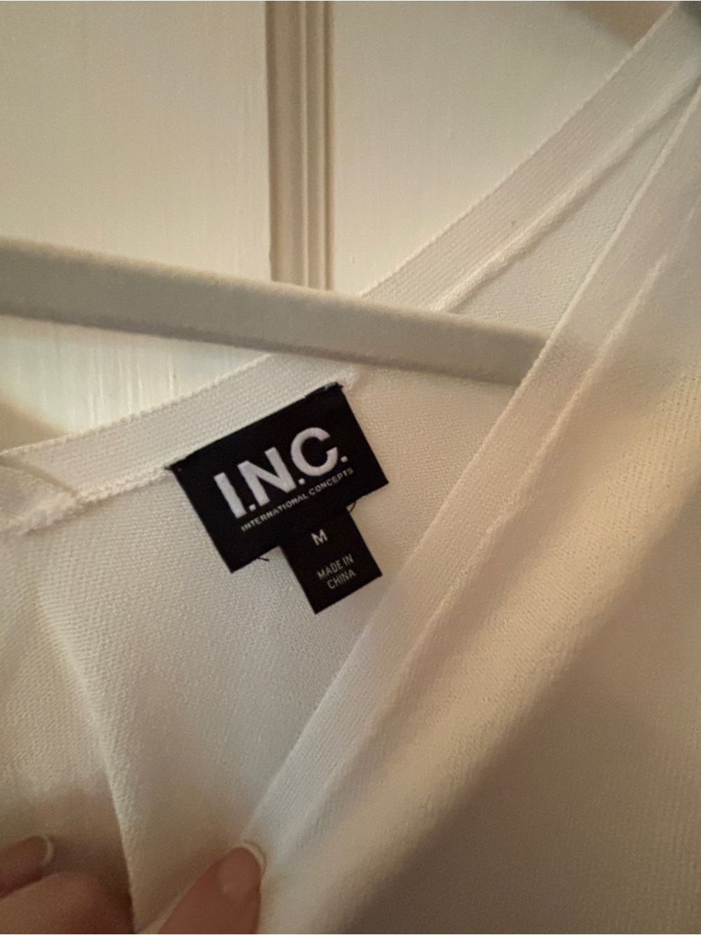 INC International Concepts White V-Neck Sleeveless Top
